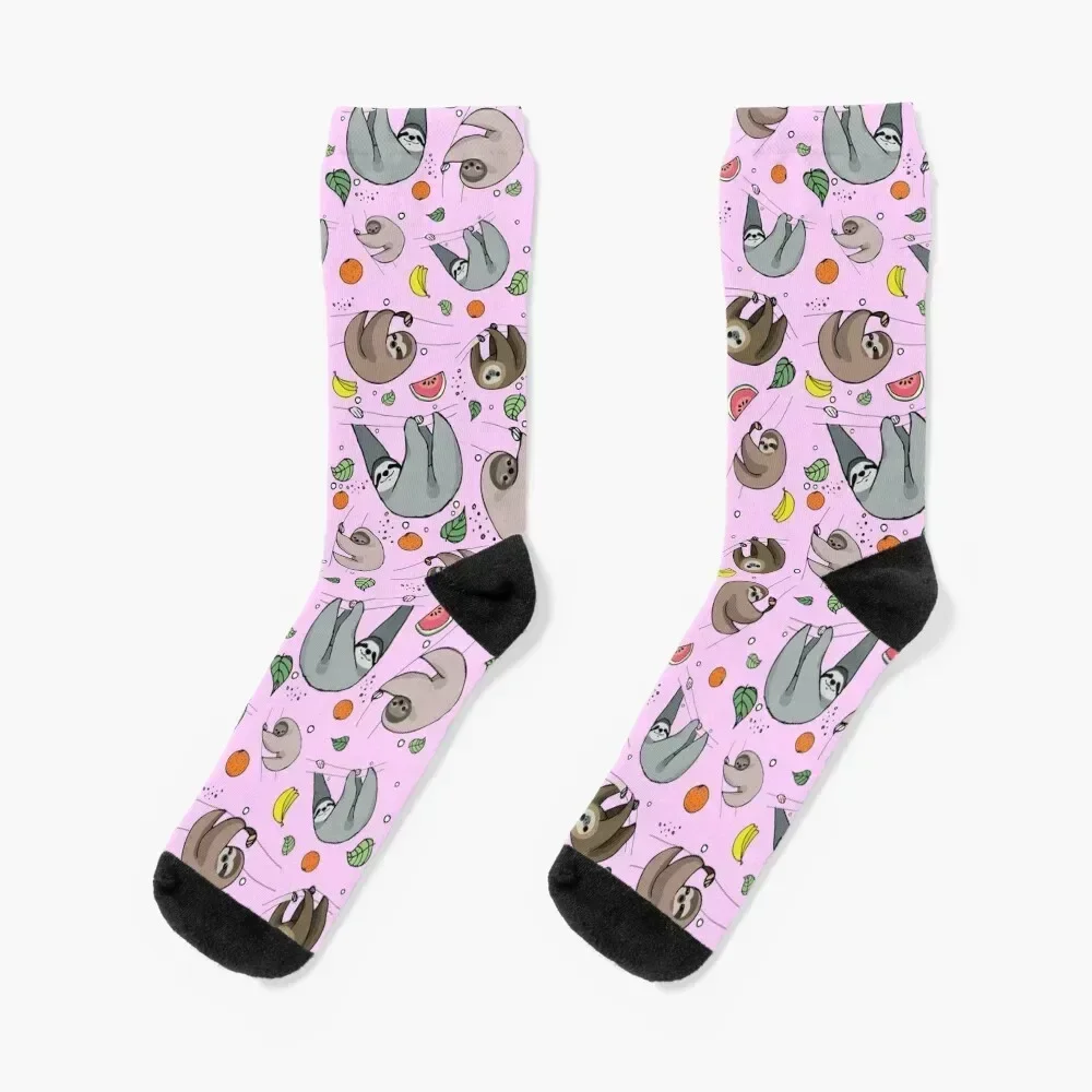 

Sloths in Pink Socks crazy Novelties cotton warm winter Socks Men's Women's
