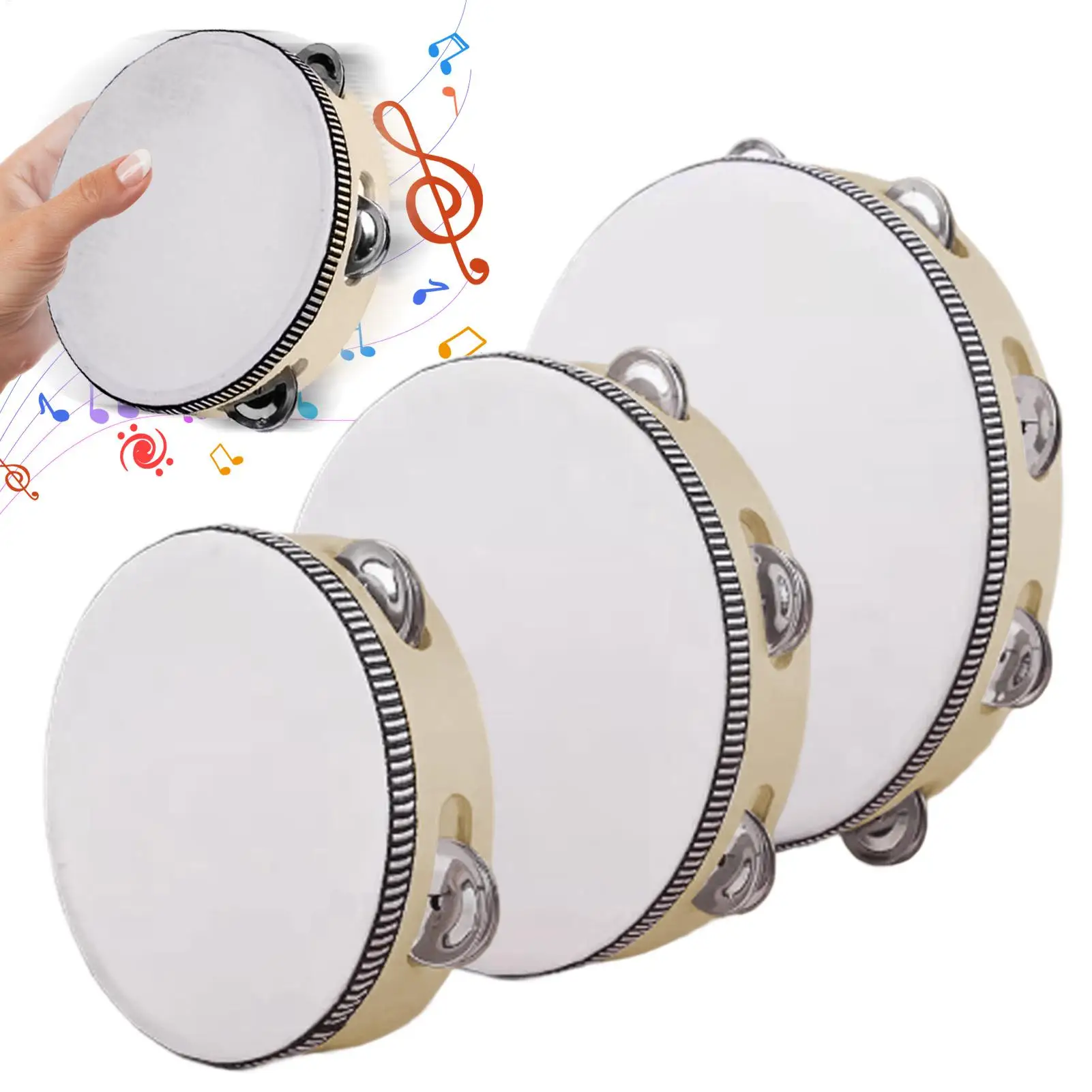 

Small Tambourine 3-Piece Single Row Percussion Tambourines For Adults Wooden Percussion Instruments For Training Kids Festival