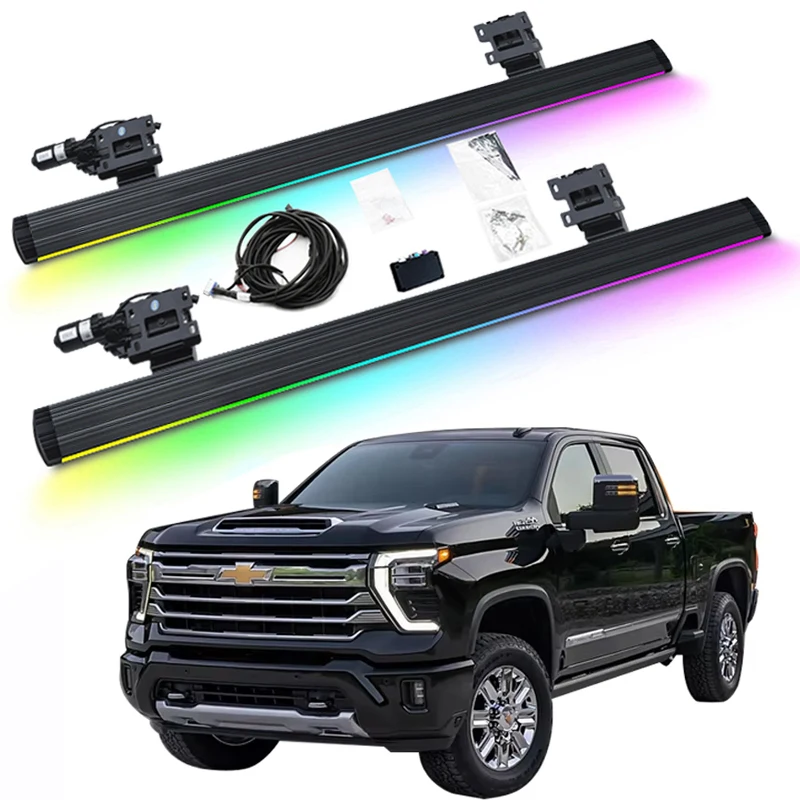 

LED Colorful Lighting Electric Power Running Board Electric Side Steps for CHEVROLET SILVERADO 2019-2025