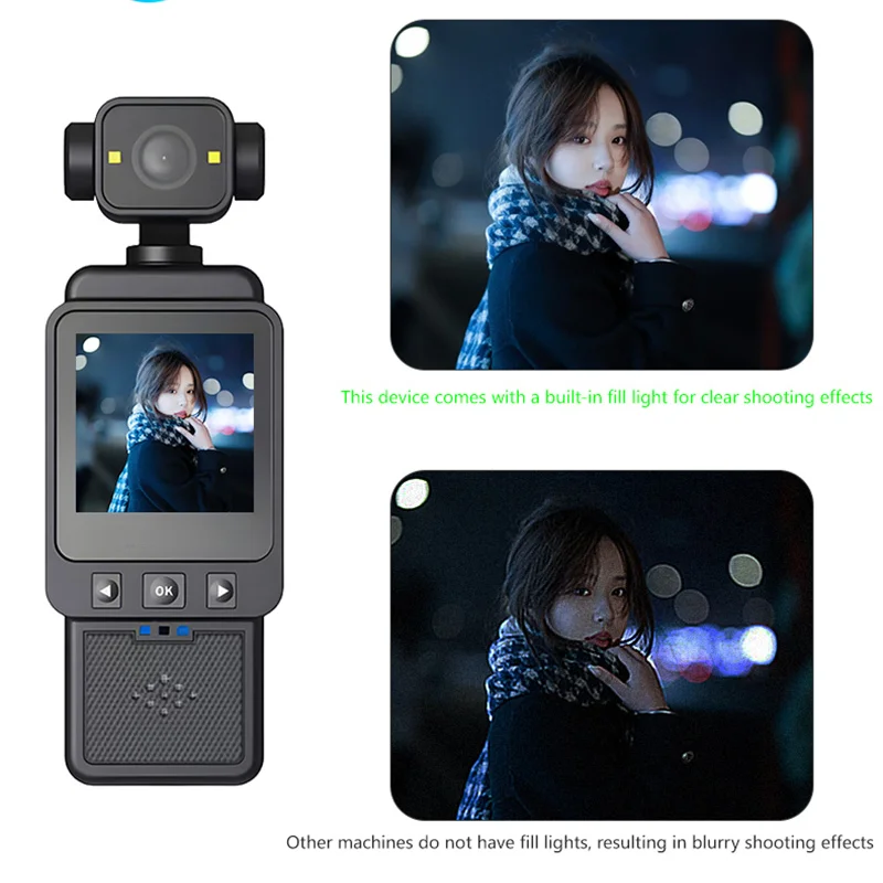 كاميرا Xiaomi 4K Pocket Action كاميرا فيديو رياضية عالية الدقة 180 ° جهاز تسجيل واي فاي مثبت على الدوران ومسجل فيديو خارجي محمول