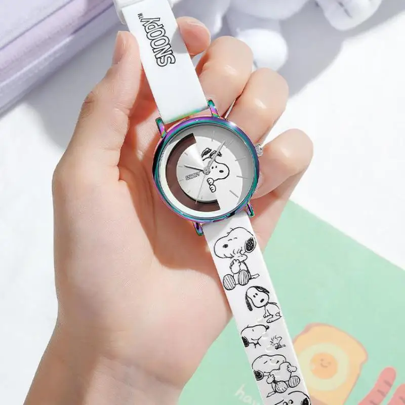 Snoopy Peanuts For Women Watch Hollow Skeleton Cartoon Dial Girl Quartz Wristwatch Silicone Graffiti Strap New Relogio Feminino