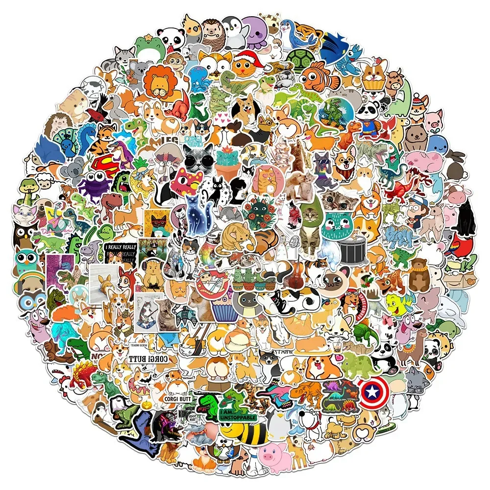 100PCS Cartoon Mix Cute Animals Stickers Graffiti DIY Phone Guitar Laptop Notebook Suitcase Cup Waterproof Sticker Kids Toy