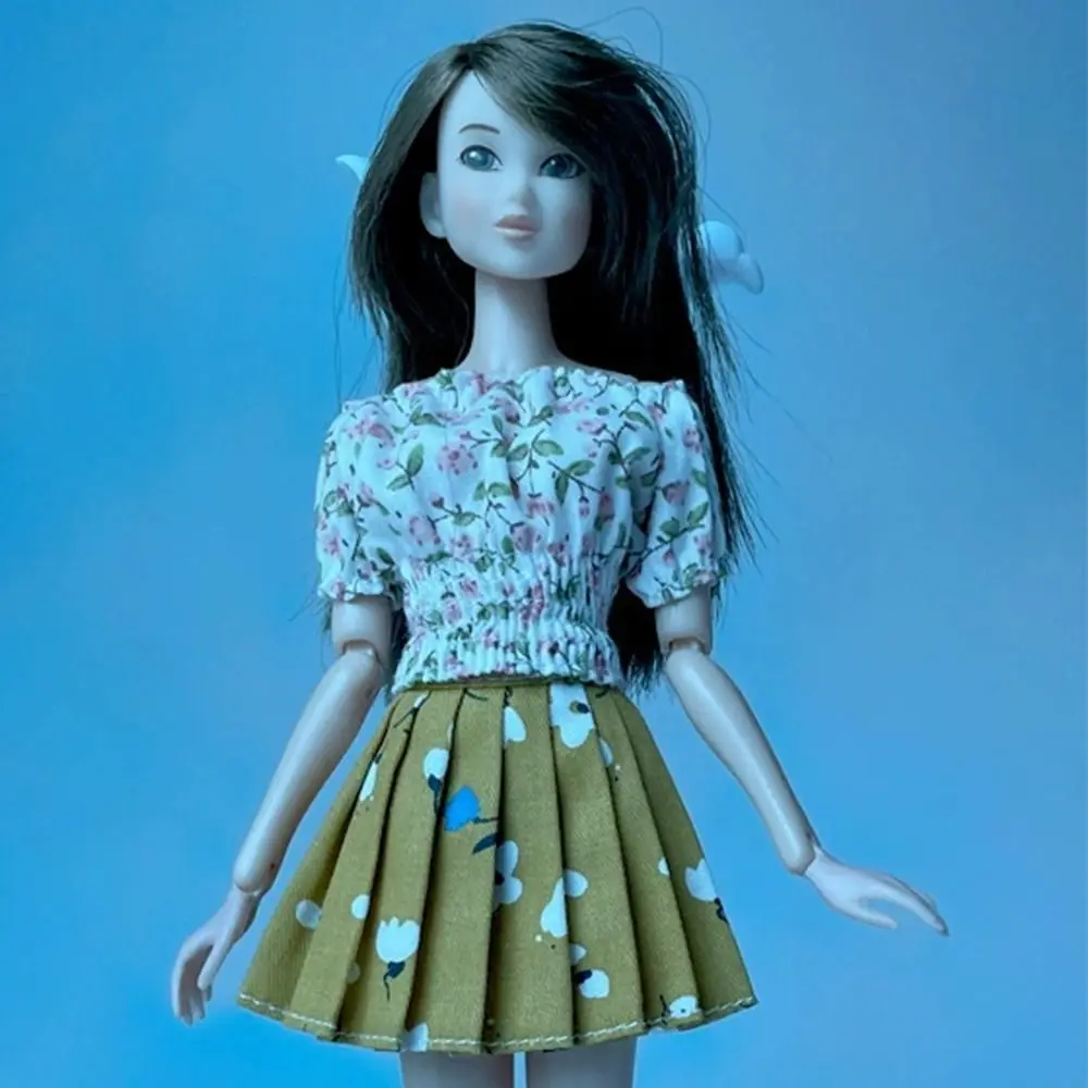 Gedrukte poppen Zomeroutfit Aankleden DIY Accessoires Sexy Leuke Kleding Meisje Speelgoed T-shirt Plooirok voor 1/6 BJD 30 cm poppen