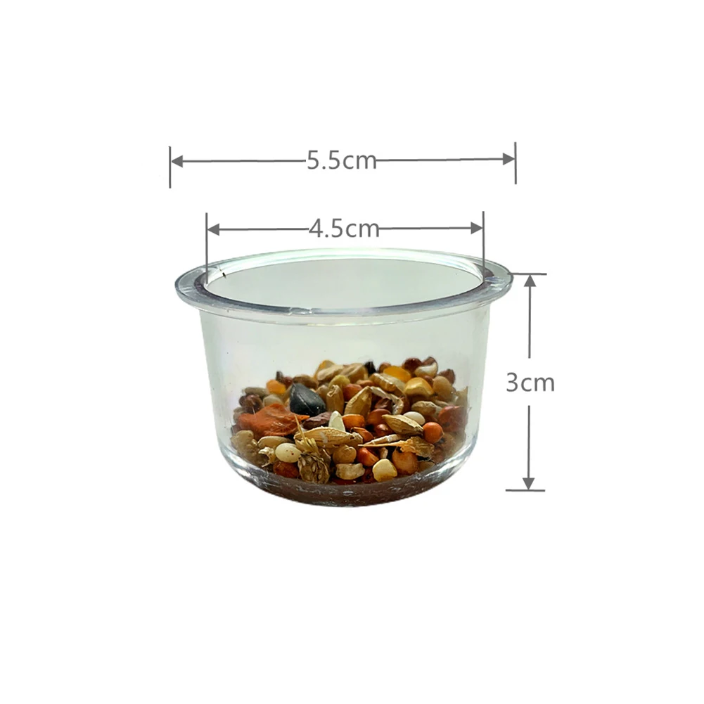 Bird Detachable Transparent Bowl, Convenient Hanging Plastic Food Cup for Parrot, Canary Feeding Cups Parrot Bowls 2.1