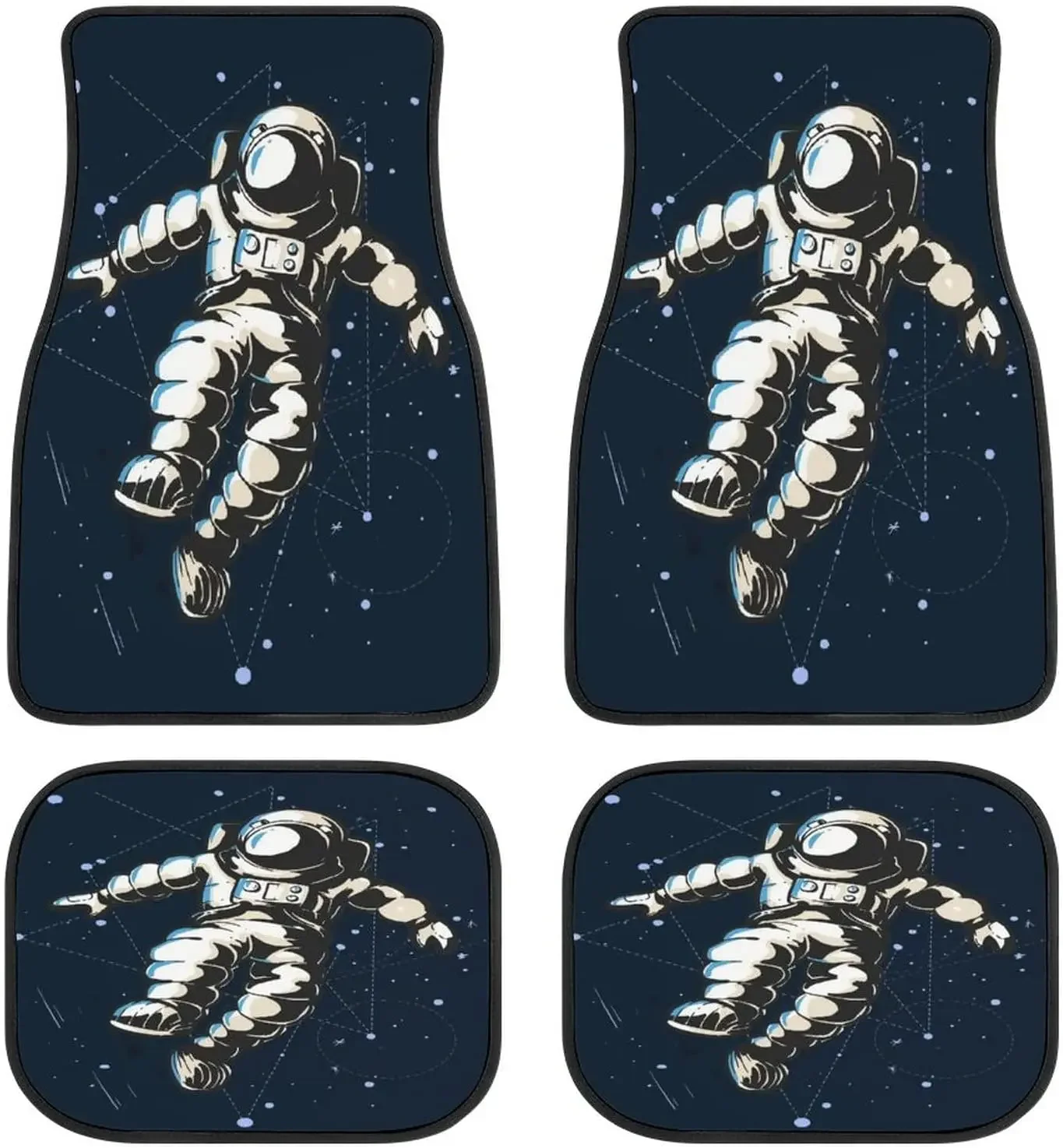 Cartoon Anime Space Astronaut Car Mats Universal Drive Seat Carpet Vehicle Interior Protector Mats Funny Designs All-Weather Mat