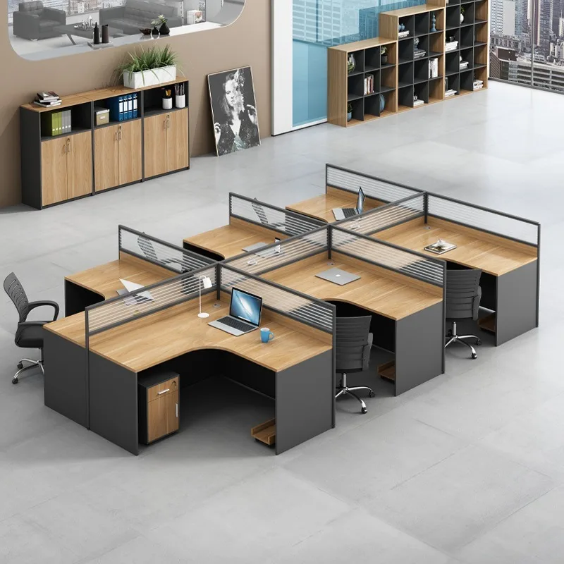 Screen Office Desk And Chair Combination Simple Modern 4/6 Staff Work Desk Finance Office Computer Desk