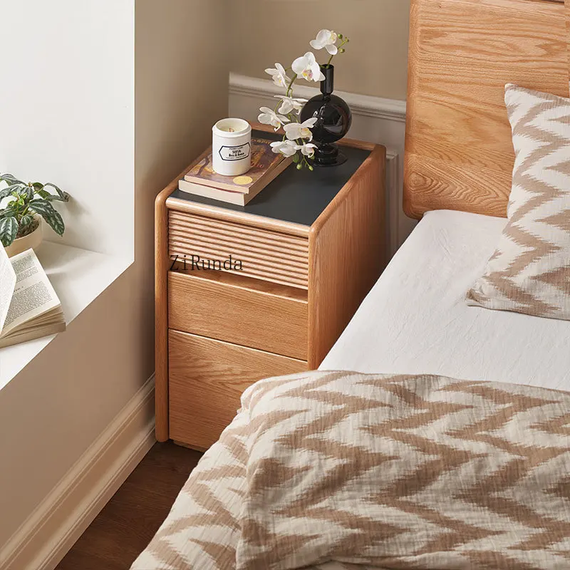 درج تخزين أثاث غرفة النوم طاولة بجانب السرير من الخشب الصلب بأحجام مختلفة طاولة بجانب السرير اختيارية