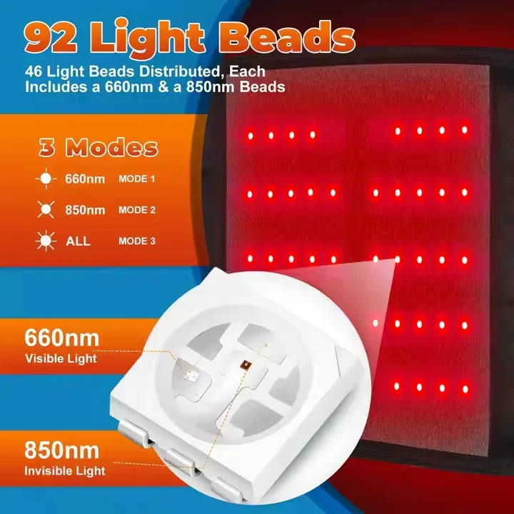 جهاز حزام المعصم للعلاج بالضوء الأحمر مع اهتزاز الضوء الأحمر وسادة تدليك الجسم العلاج بالأشعة تحت الحمراء لتخفيف الجسم بسرعة #5