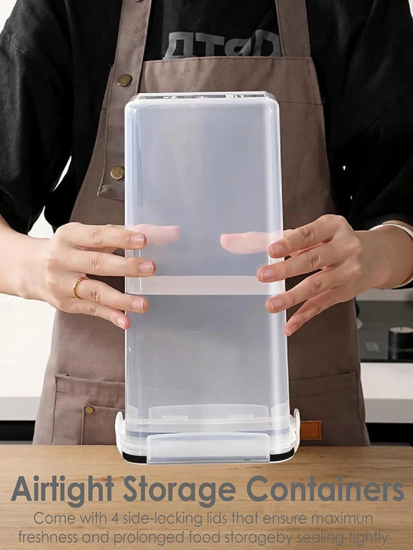 7개의 밀폐 식품 보관 용기 세트 (주방 팬트리 정리 및 보관용 플라스틱 용기, 뚜껑 및 라벨 포함)