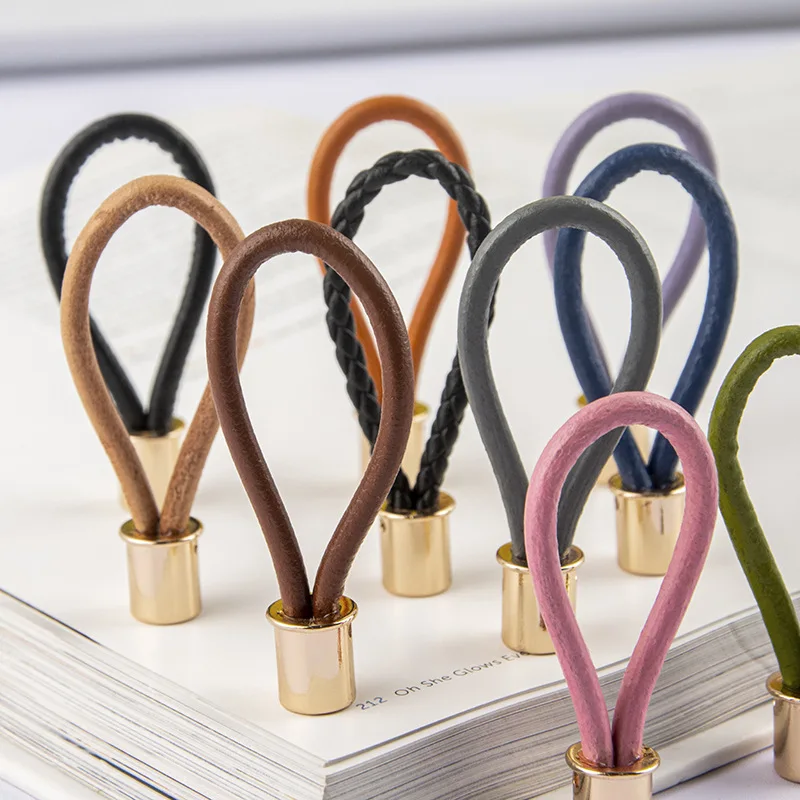 European Light Luxury Simple Leather Small Handle Braid Rope Loop Belt Pull Ring Knob Drawer Kitchen Cupboard Gold Cabinet Pulls
