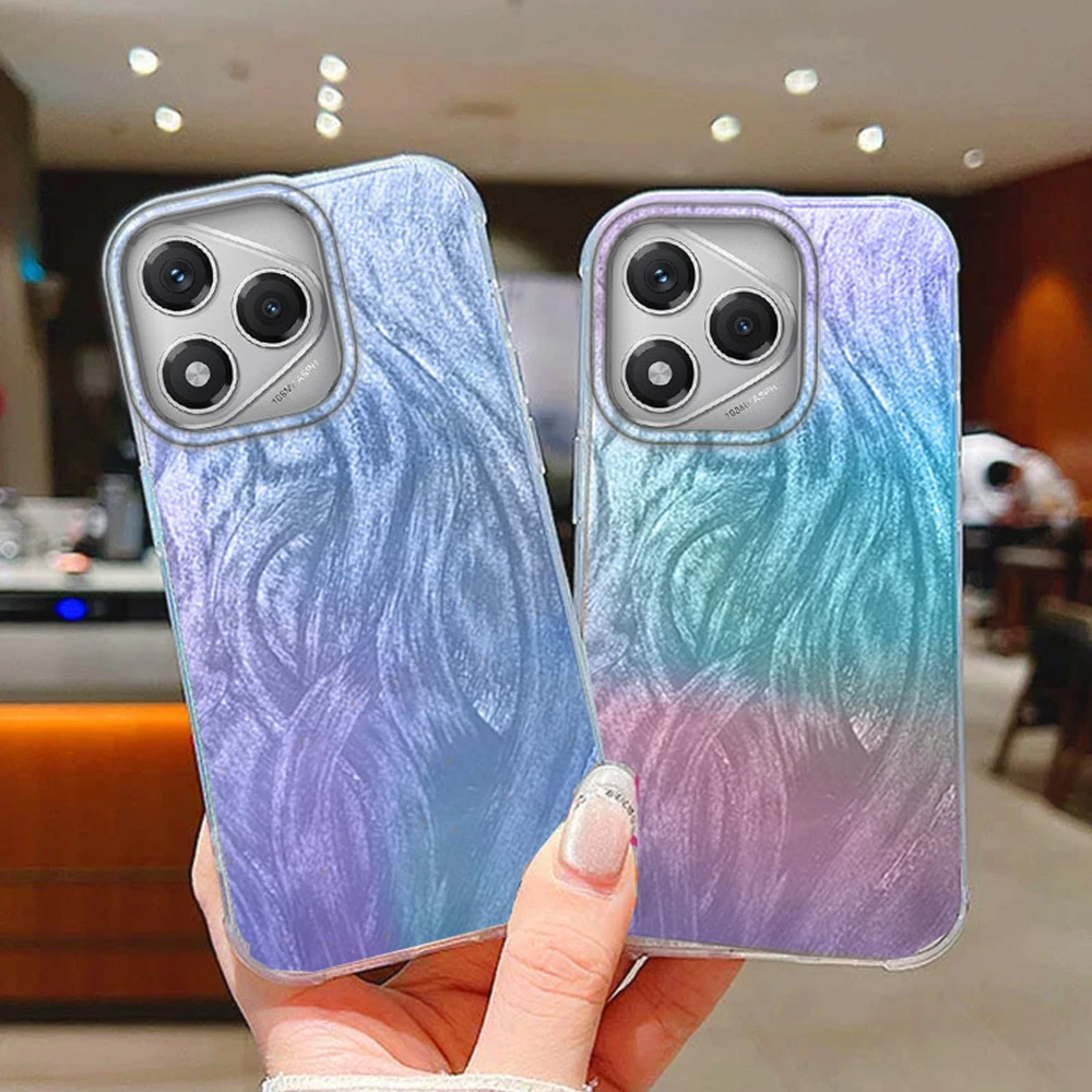 

Gradient Feather Laser Texture Phone Case For Honor 400 200 Pro Magic 7 5 Lite X9a X9c X8a X8b X8c Silicone Shell TPU Soft Cover