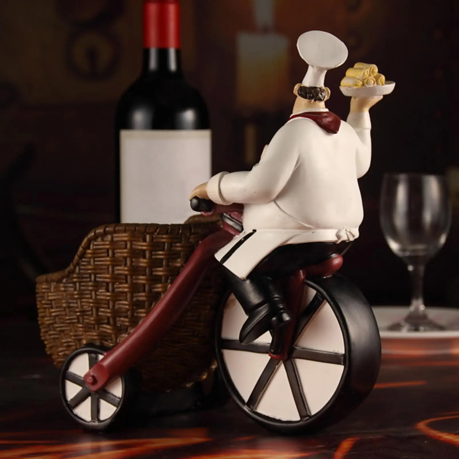 Chef Figurines Wine Rack Decorative Liquor Rack for Pantry Bar Cabinet Home Ornament