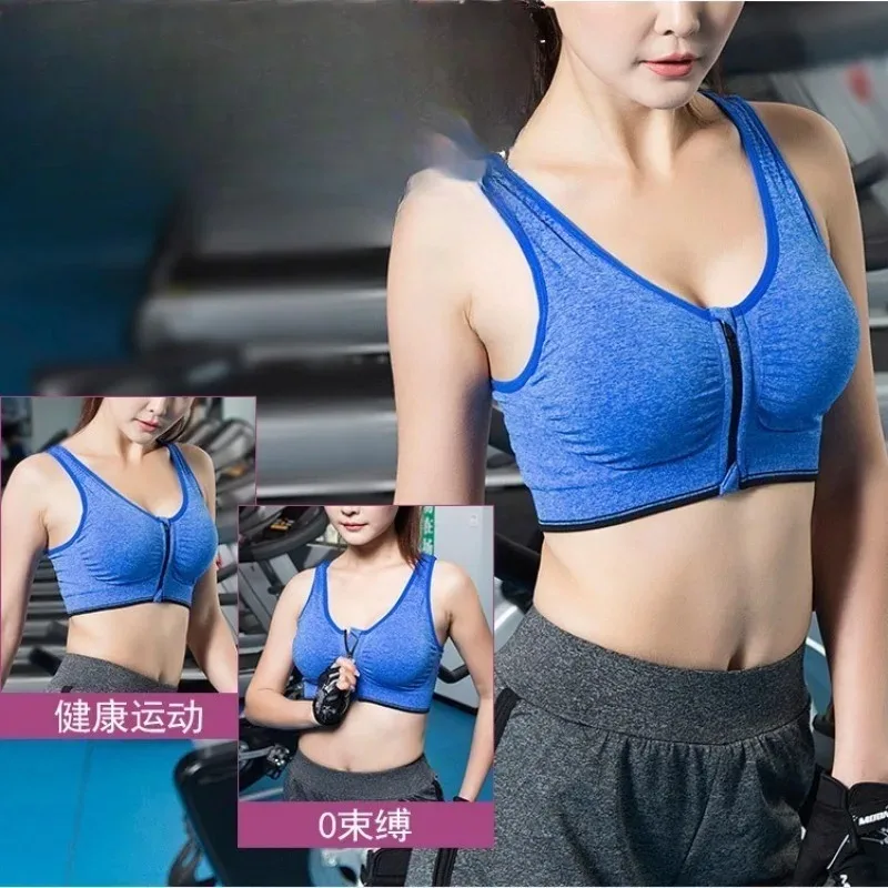 

New 5 Pack Xcylive Women Zip Front and Removable Pads Tank Top Racerback Sports Bra, 5 Pack(purple+red+green+gray+blue)