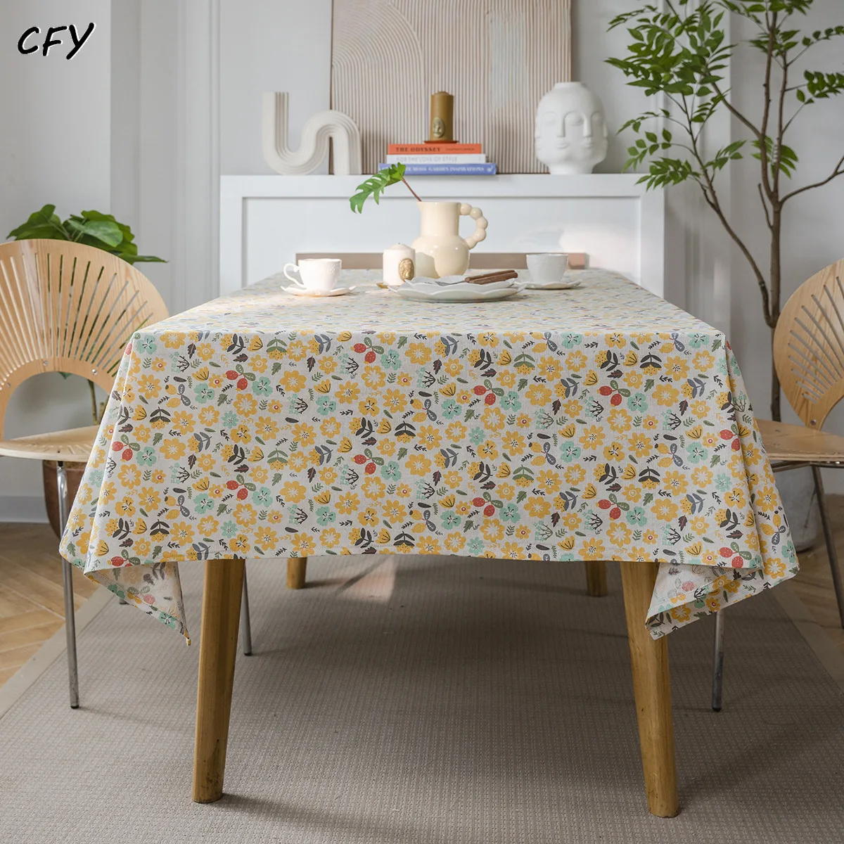 

Cotton Linen American Retro Printed Countryside Rectangular Table Cloth Kitchen Table Map Towel Tablecloth Room Decoration