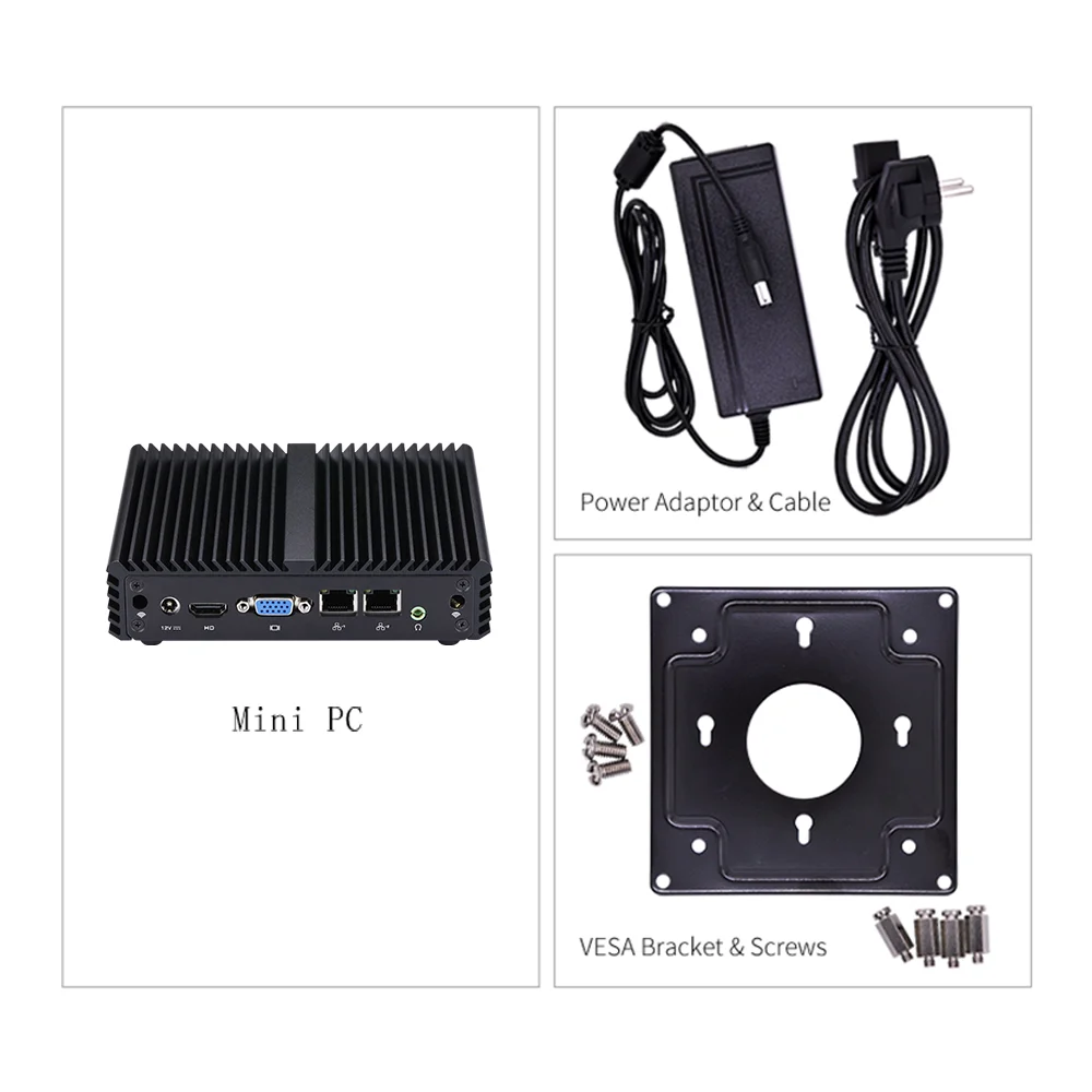 KANSUNG Baytrail Intel Quad Core J1900 Mini PC 2 Gigabit Lan Industrial Fanless PC Computer Desktop Ubuntu Windows