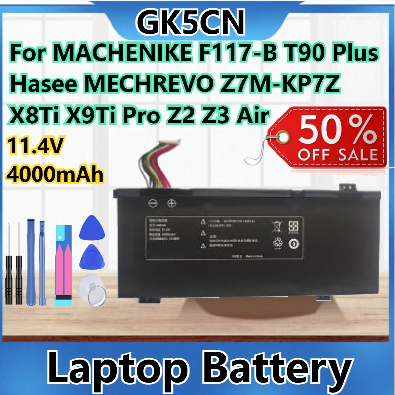 

Для MACHENIKE F117-B T90 Plus Hasee MECHREVO Z7M-KP7Z X8Ti X9Ti Pro Z2 Z3 Air 11,4 В 4000 мАч Аккумулятор для ноутбука GK5CN + инструменты