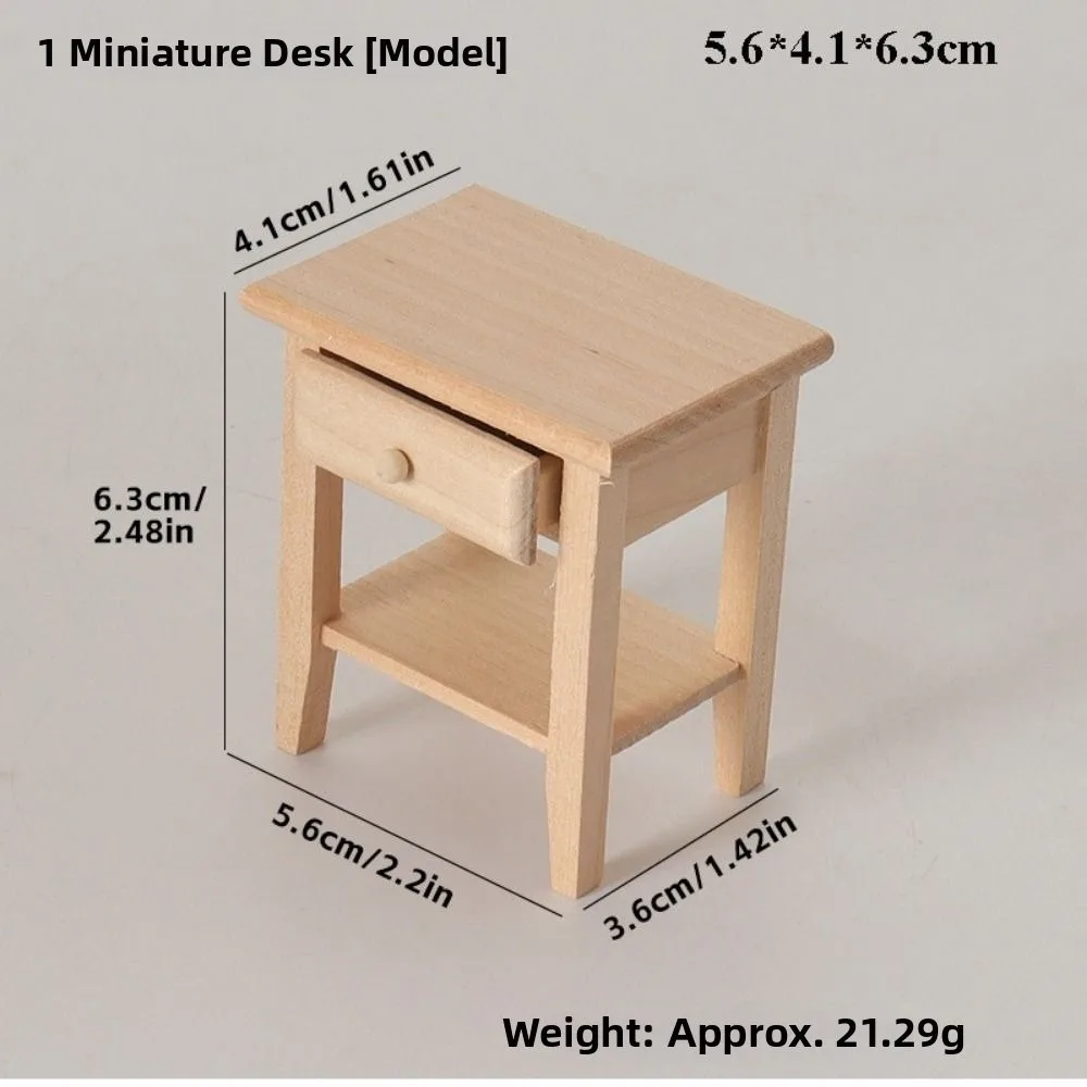 Mini 1/12 Dollhouse Miniature Chair Modern Simple Multistyles Wood Coffee Dining Table Chairs Doll House Decoration