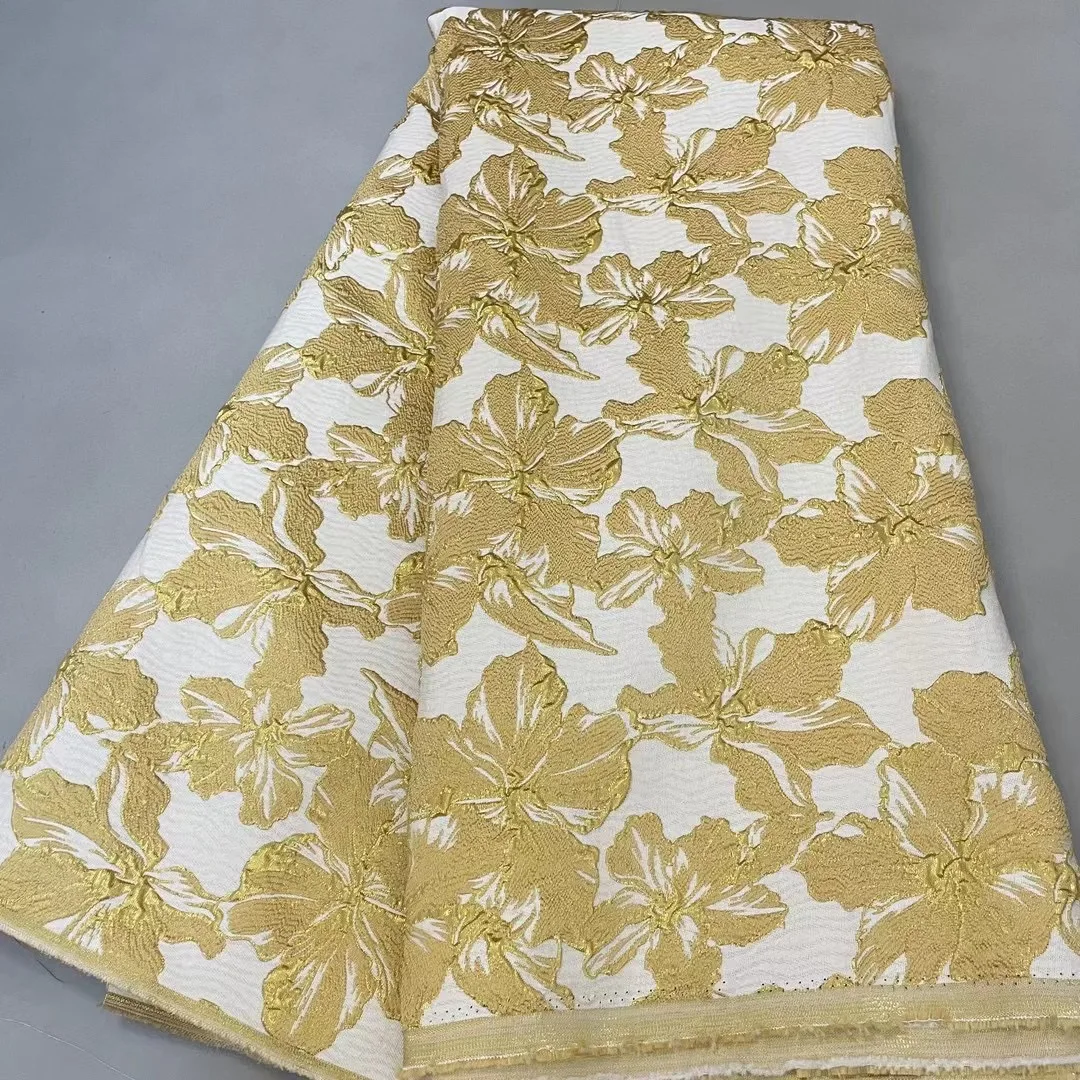 

Французская жаккардовая кружевная ткань, тренд 2025 года, свадебная ткань с цветочным дизайном, ткань для платья «сделай сам», 5 ярдов, оптовая продажа, оптом NJ6198