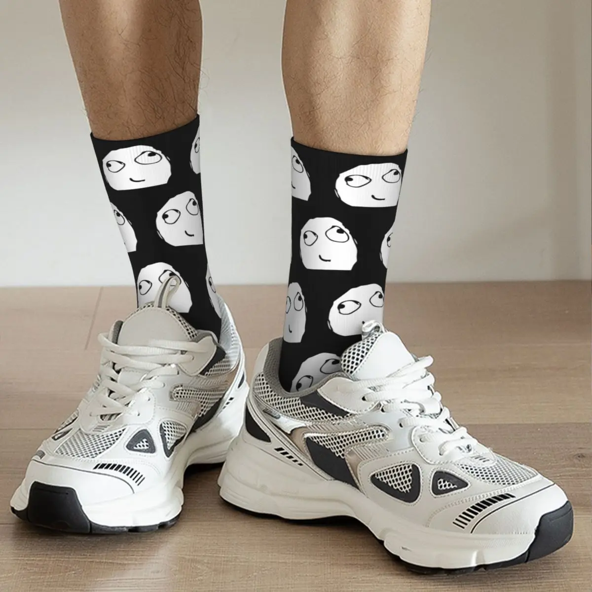 Happy Funny Men\'s Socks Harajuku Derp Face Meme Trollface Sock Polyester Rage Comic Funny Anime Skateboard Women Socks Summer