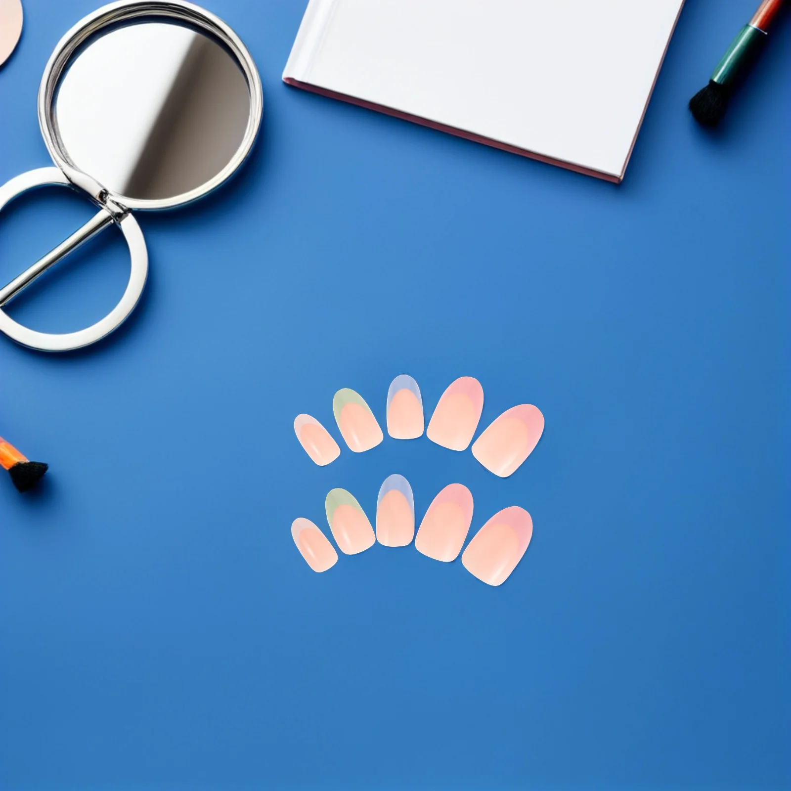 

2 Sets Full Cover Press On Nails Glue-On French Tip Nail Tips Short Artificial Fingernails For Home Wearable Fake