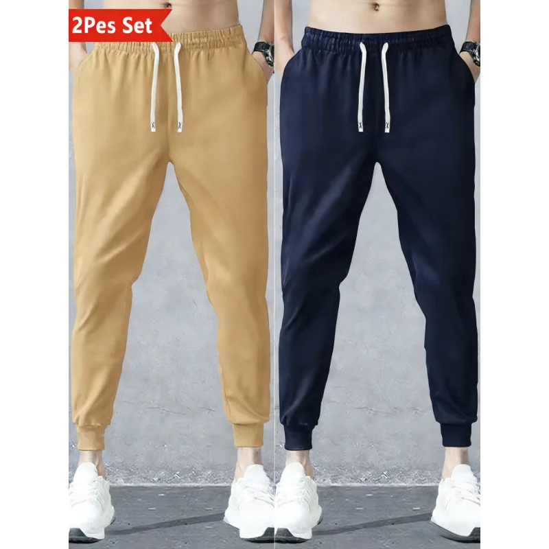 2-Pack Men Trousers Sports Pants Casual Summer Man Clothing Sweatpants Spring 2026 Light Weight Men's Adult Y2k Black Trousers - Image 3