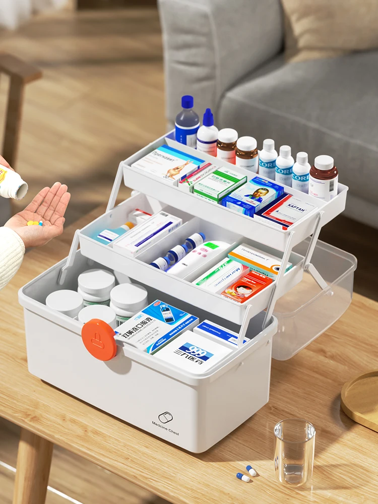

Portable Large Capaci Multi-layer Home Use Medicine Box Fly Emergency First Aid Kit Organizing Storage Box Household