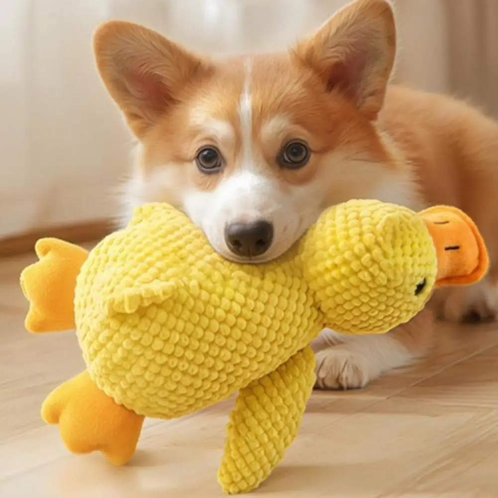 Gelbes Enten-Hundespielzeug mit Quietschgeräusch, Zahnreinigungs-Puppe, Haustierzubehör, Plüsch-Kauspielzeug, Langlebiges Weiches Hundespielzeug