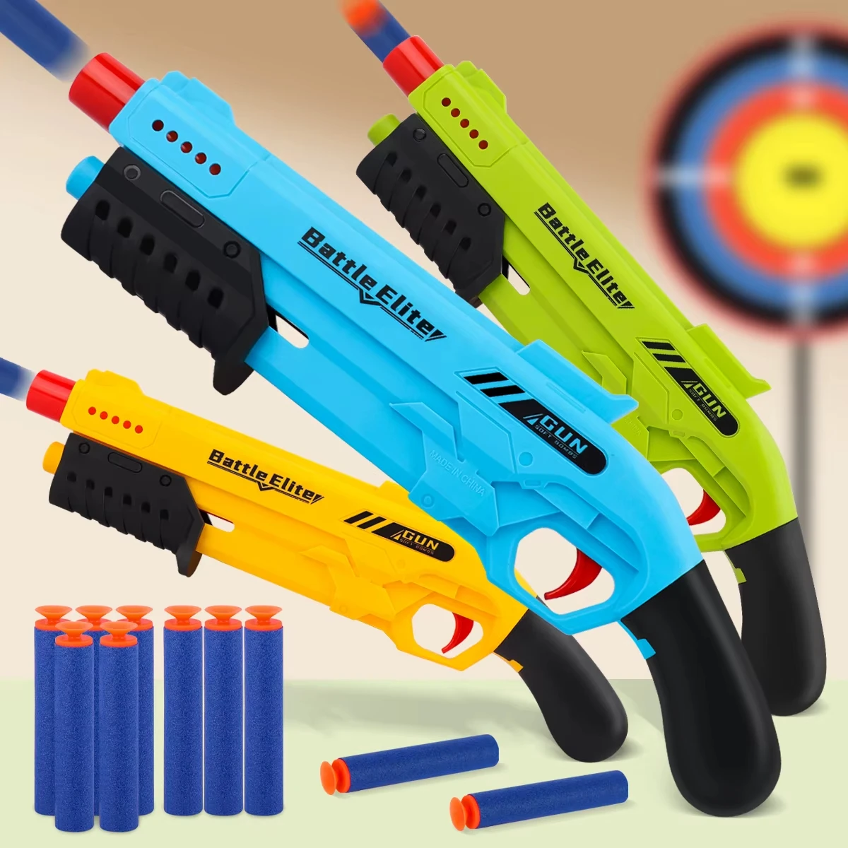 Outdoor Duurzaam Soft Bullet Blaster Handmatig Schuim Dart Launcher Battle Toy, Speelpistool voor jongens en meisjes, Halloween Kerstcadeaus