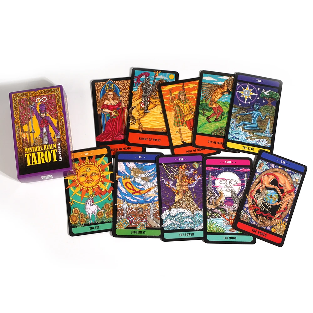 Mystical Realm Tarot 78 Full Color Cards a visual and historic exploration of the Fools Journey traditional tarot meaning