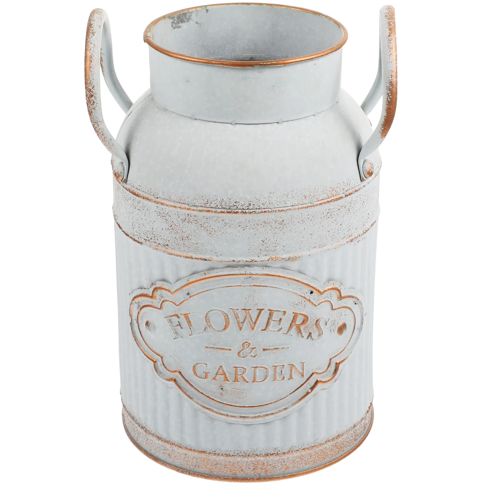 Vintage Metal Flower Bucket with Handle Rustic Plant Pot for Home Office Balcony Flower Arrangement Decorative Vase