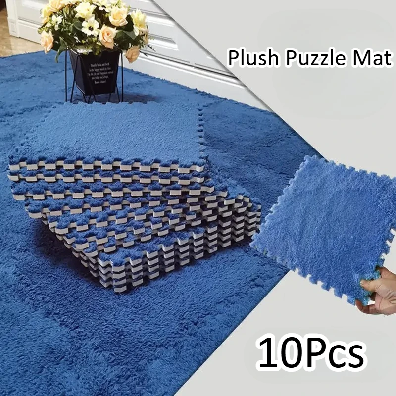 

10 Pieces Plush Warm Baby Foam Mat EVA Children's Interactive Game Puzzle Mat Baby Products Kids Warm Home Decorative Carpet