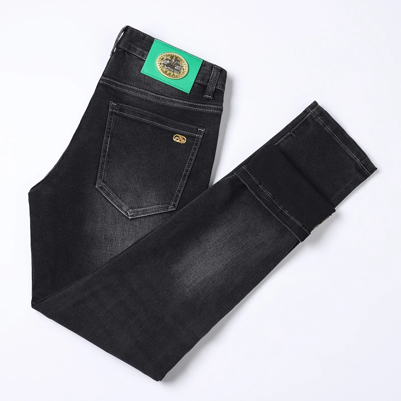 Black gray jeans men 2024 new fashion slim fit skinny stretch casual all-match business office shopping long pants