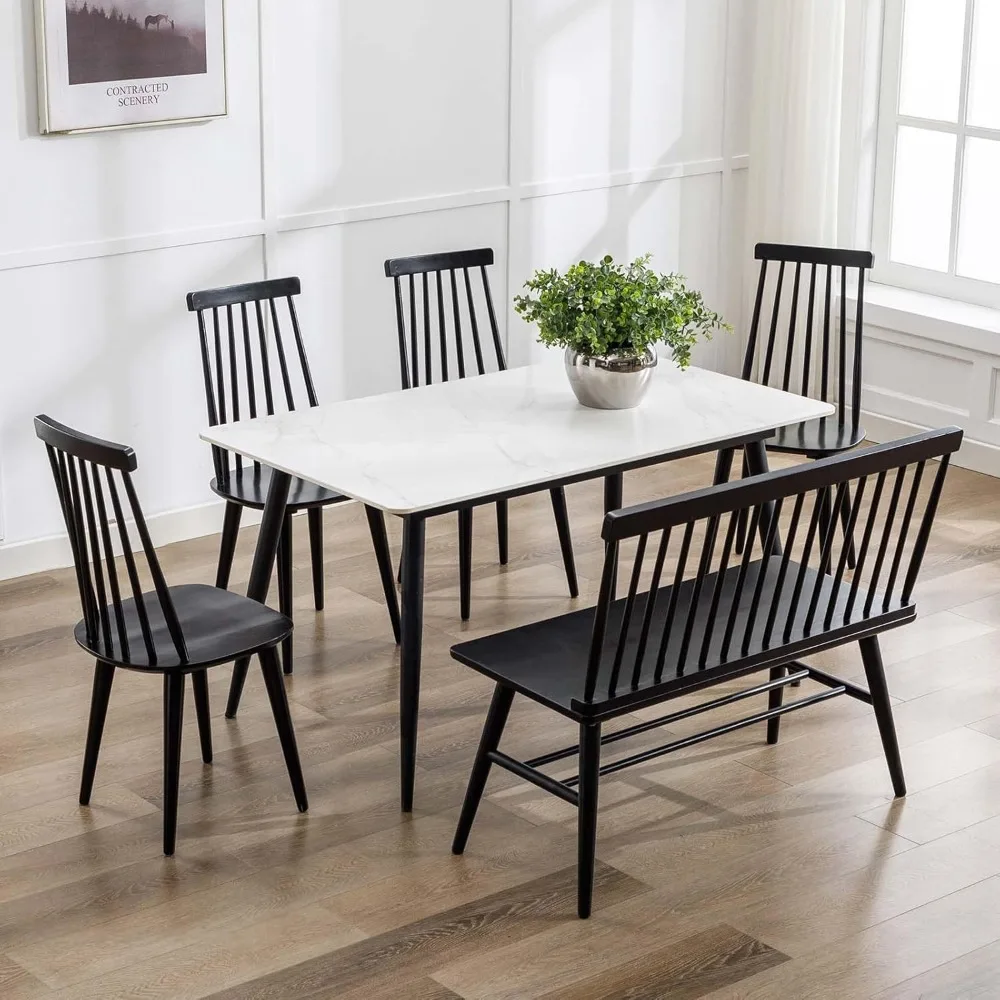 

Dining Chairs Set of 4 Wood Dining Room Chair Black Spindle Side Kitchen Room Country Farmhouse Chairs Black