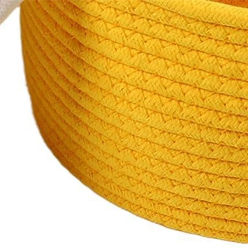 

ABWP-1 Pcs Small Cotton Rope Basket With Lid Round Woven Baskets Decorative Storage Baskets For Organizing Durable Yellow