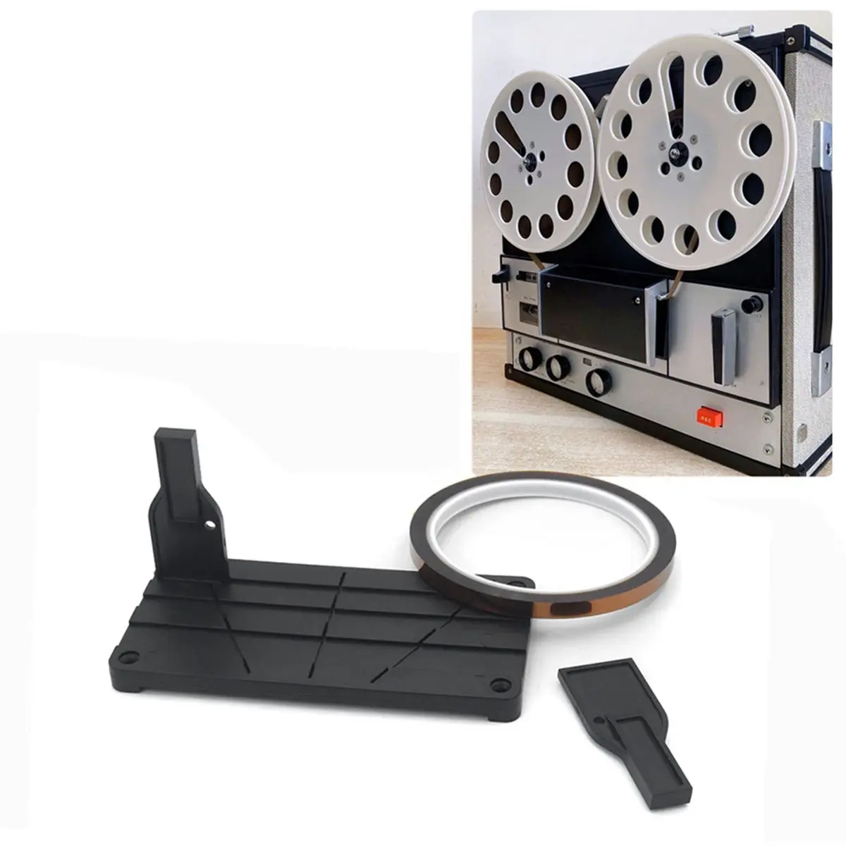 A86G NEW 1/4 10 Inch Tape Splicing Set, Open Reel Tape Splicing Block Audio Splicing Kit with Splicing Tape for Revoxsonido