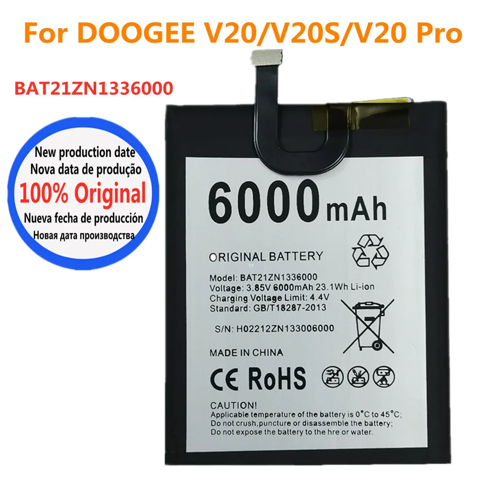 New 100% Original BAT21ZN1336000 Battery For DOOGEE V20 V20S / V20 Pro V20Pro Mobile Phone Bateria 6000mAh Fast Shipping