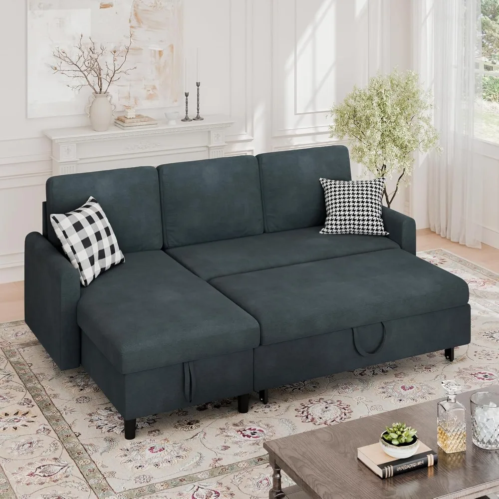 

Sectional Sofa Couch Bed L Shaped Sleeper Sofa Bed Pull Out Bed with Storage, Reversible Sectional Couches