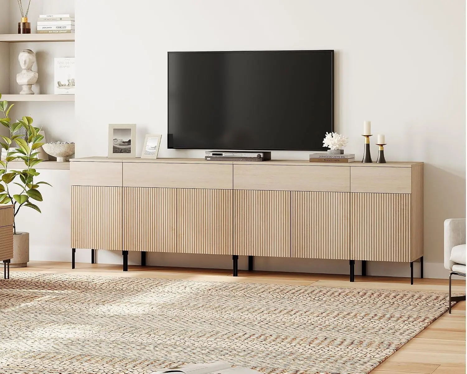 Fluted TV Stand For 100+ Inch TV, 94.5