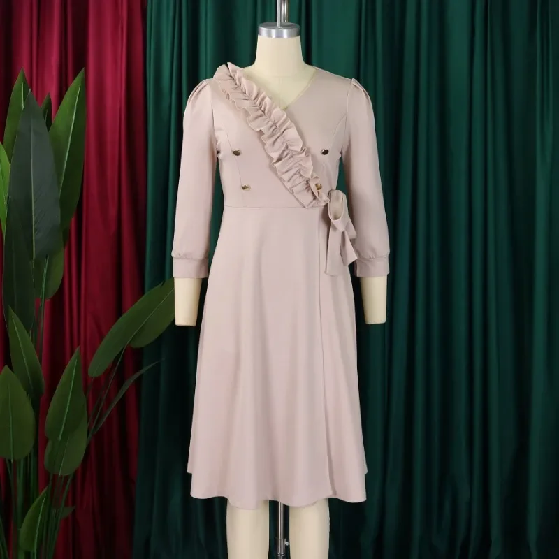 فستان داشيكي ميدي أفريقي أنيق للنساء ملابس تقليدية للخريف والربيع أحلام خرافية للسيدات طراز 2025