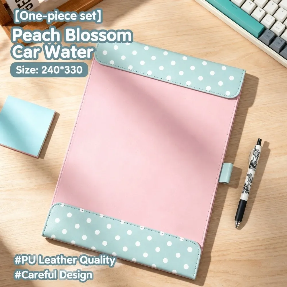 PU Leather A4 Magnetic Folder Color-blocking Polka Dot Pattern Document Holder Exam Paper Organizer School Office Supplies 2