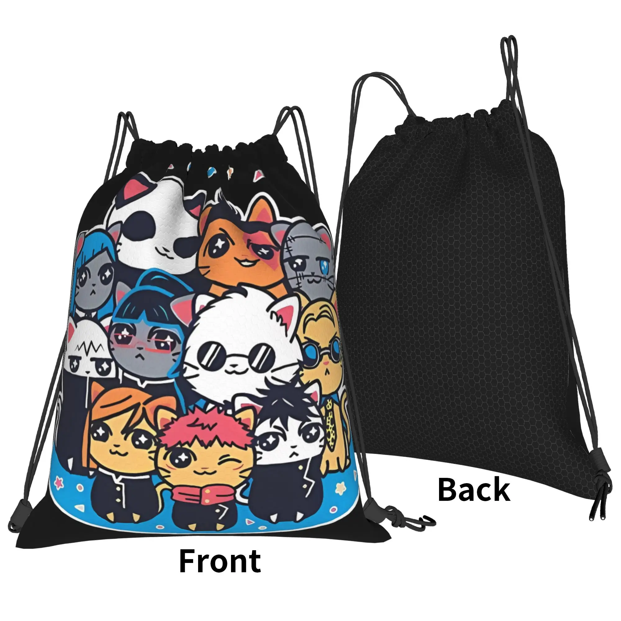 Jujutsu Cat Isen jJujutsu Kaisenn Portable Travel Riding Gym Drawstring Storage Sporty Backpacks