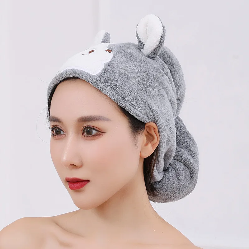 Microfiber dry Hair Towel Cute Women And Child After shower Hair Drying Hat Absorption Turban Towels Bathing Tools