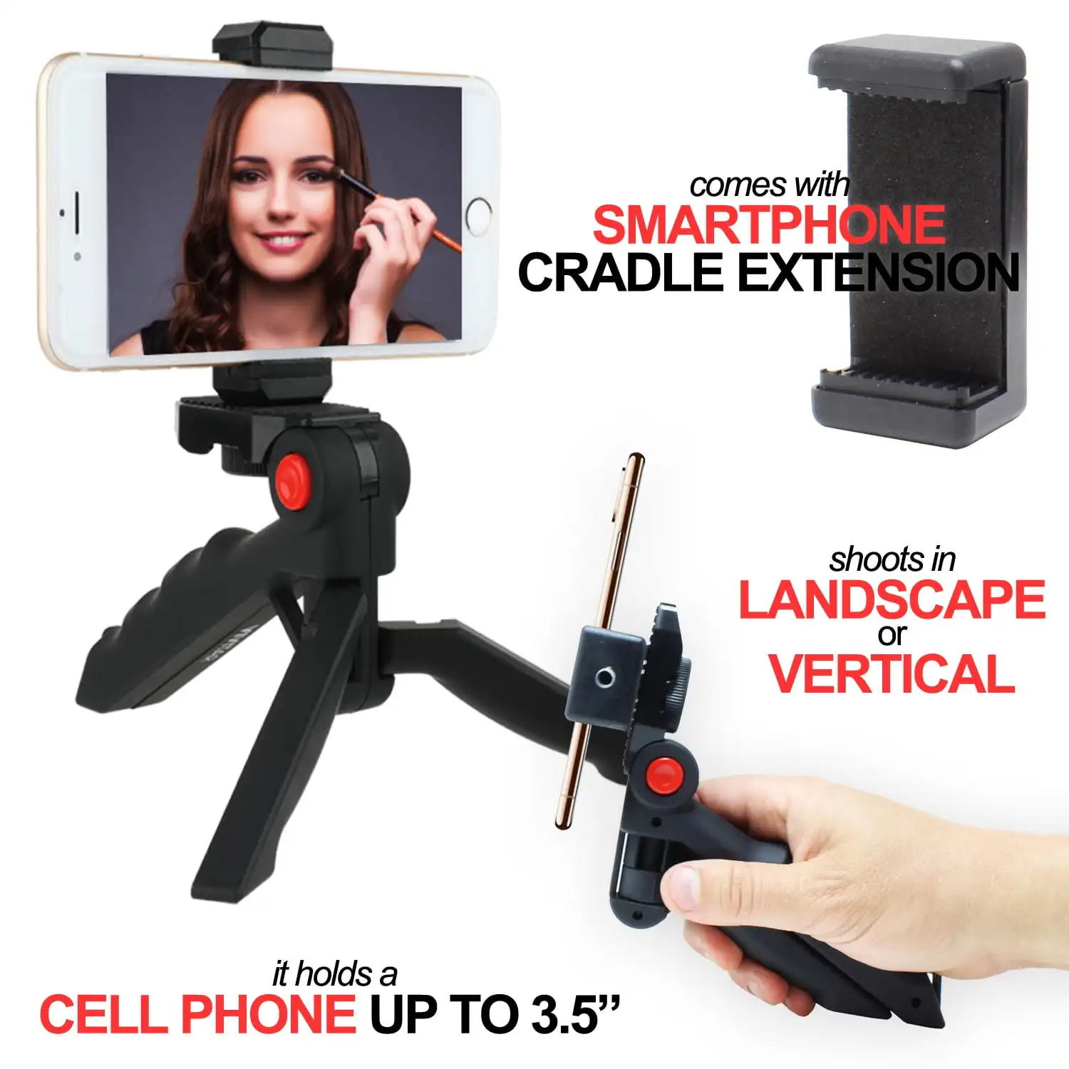 Pistol Grip Portable Mini Tabletop Tripod for Video Vlog Stream Photography with Slip Resistant Grip