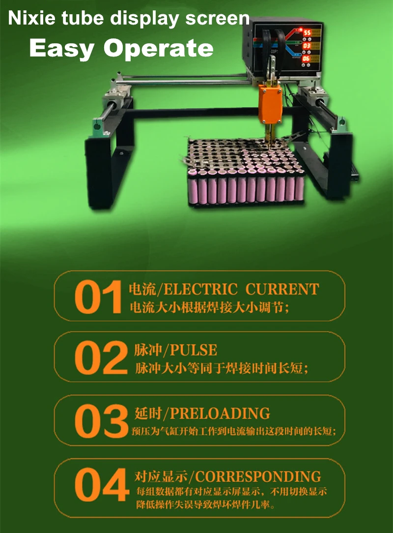 High Power Battery Spot Welder 18650 Lithium Batteries Contact Welding 3KW Precision Pulse Nickel Strip Spot Welding Machine