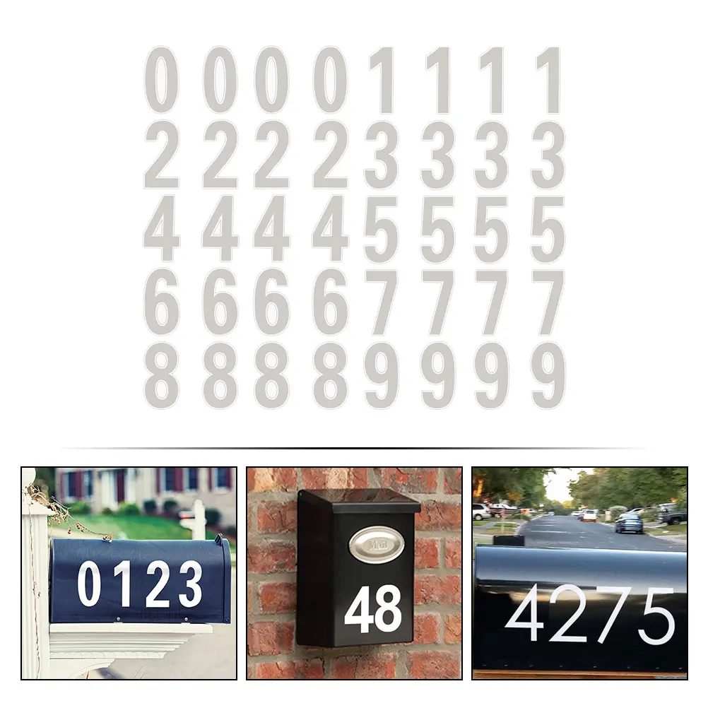 

4 Sets Reflective Mailbox Digital Stickers Letter Number Self-adhesive Numbers Water Proof Labels The Pet Address Decals