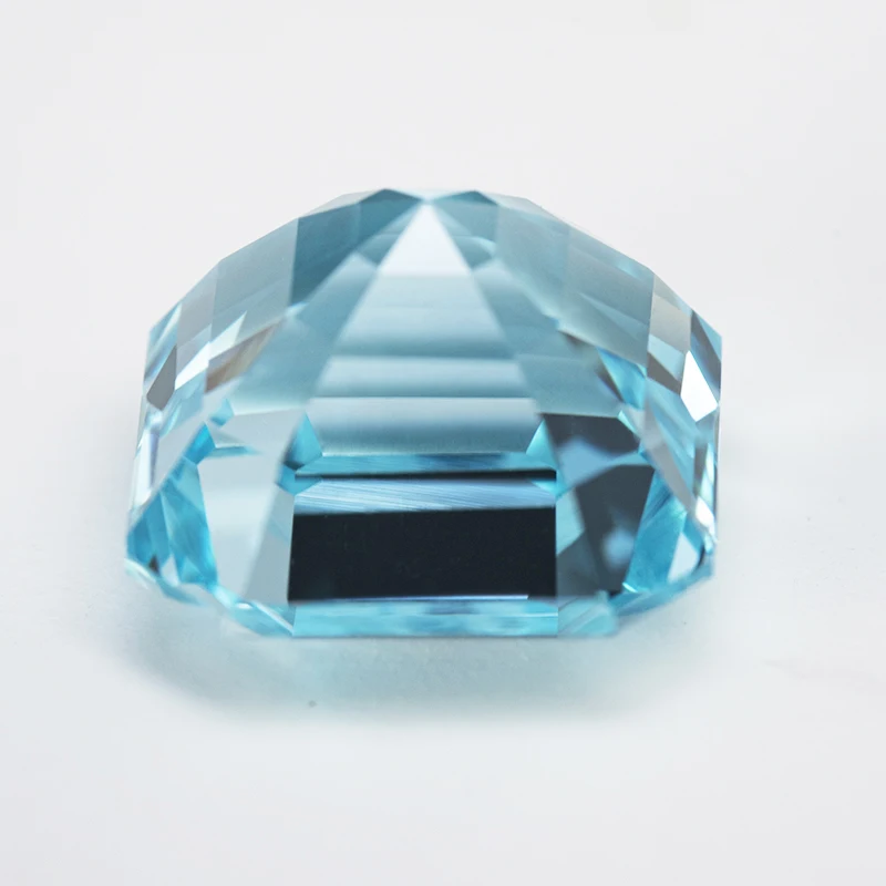 Lab Grown Sapphire Square Asscher Cut Aquamarine VVS1 Gemstone Charms DIY for Jewelry Making Material Selectable AGL Certificate