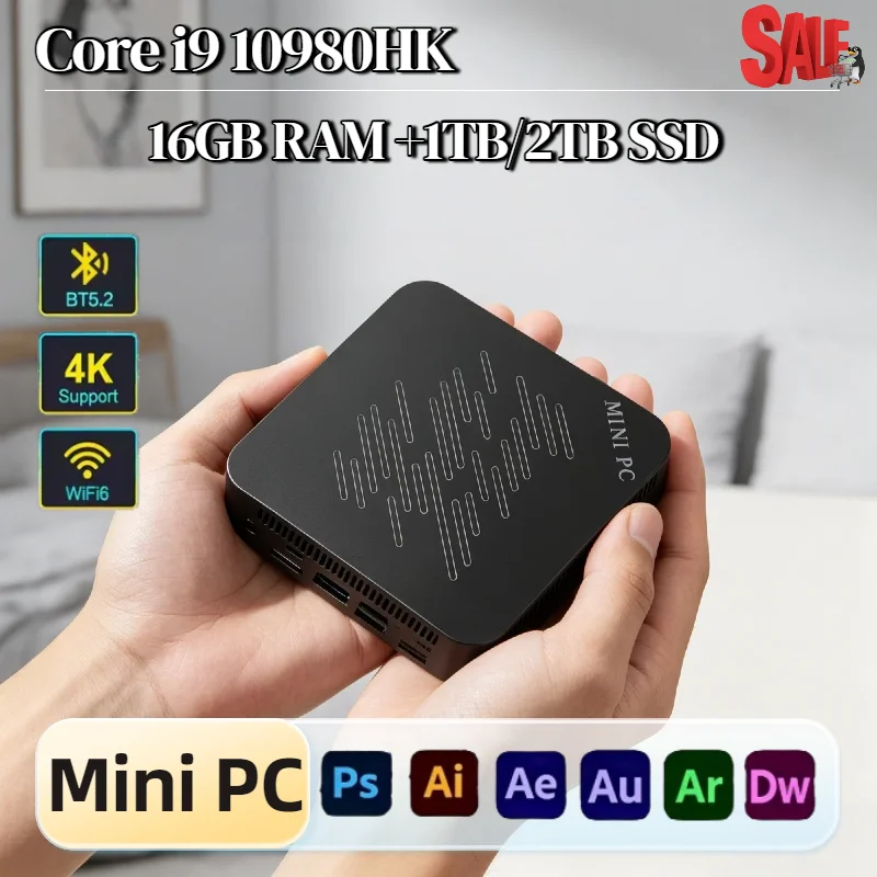 Core i9 10980HK Mini PC 16GB DDR4 2TB NVMe SSD Triple 4K Output WiFi6 Efficient Cooling Compact Home Office Desktop Pro Max
