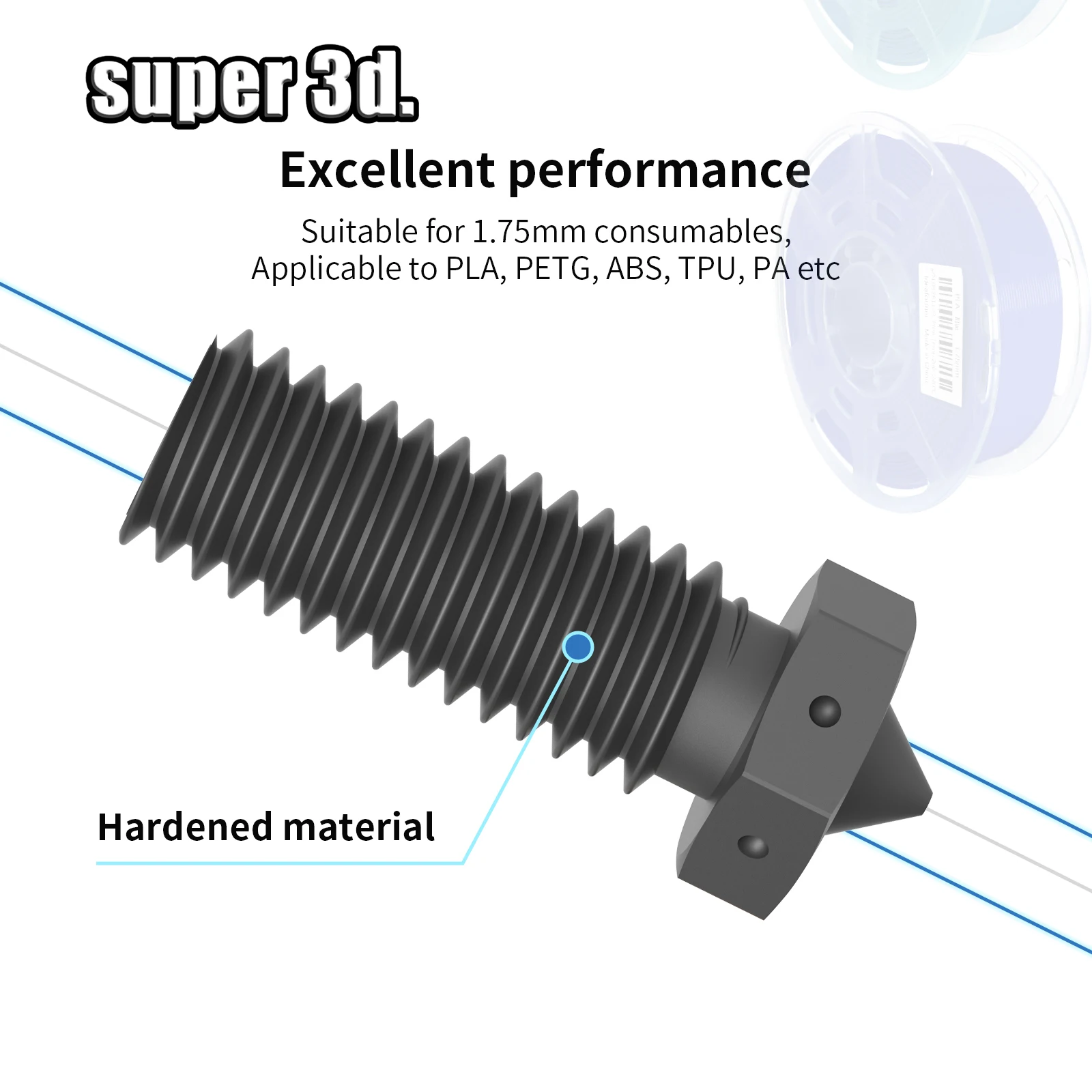 Boquilla de acero endurecido para impresora 3D, boquillas de alto flujo para Ender 3, Artillery Vyper Hotend, 500 °