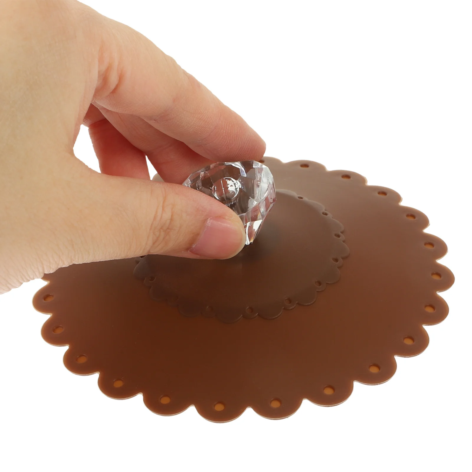 6 szt. silikonowych pokrywek na kubki 10,5 cm, przezroczyste, błyszczące, wzór diamentowego kwiatu, szczelne, wielokrotnego użytku, zapewniające świeżość, do gorących napojów