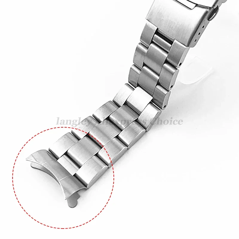Tautan ujung melengkung untuk adaptor baja tahan karat konektor Seiko SKX007 009 untuk Aksesori jam Rolex 12/14/16/18/19/20/22/24mm 2 buah